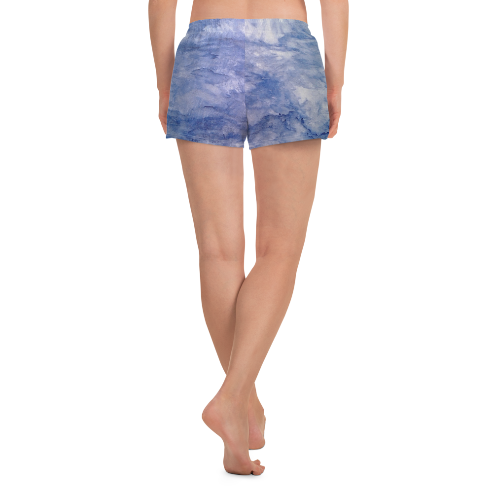 Watercolor Clouds Women's Athletic Short Shorts