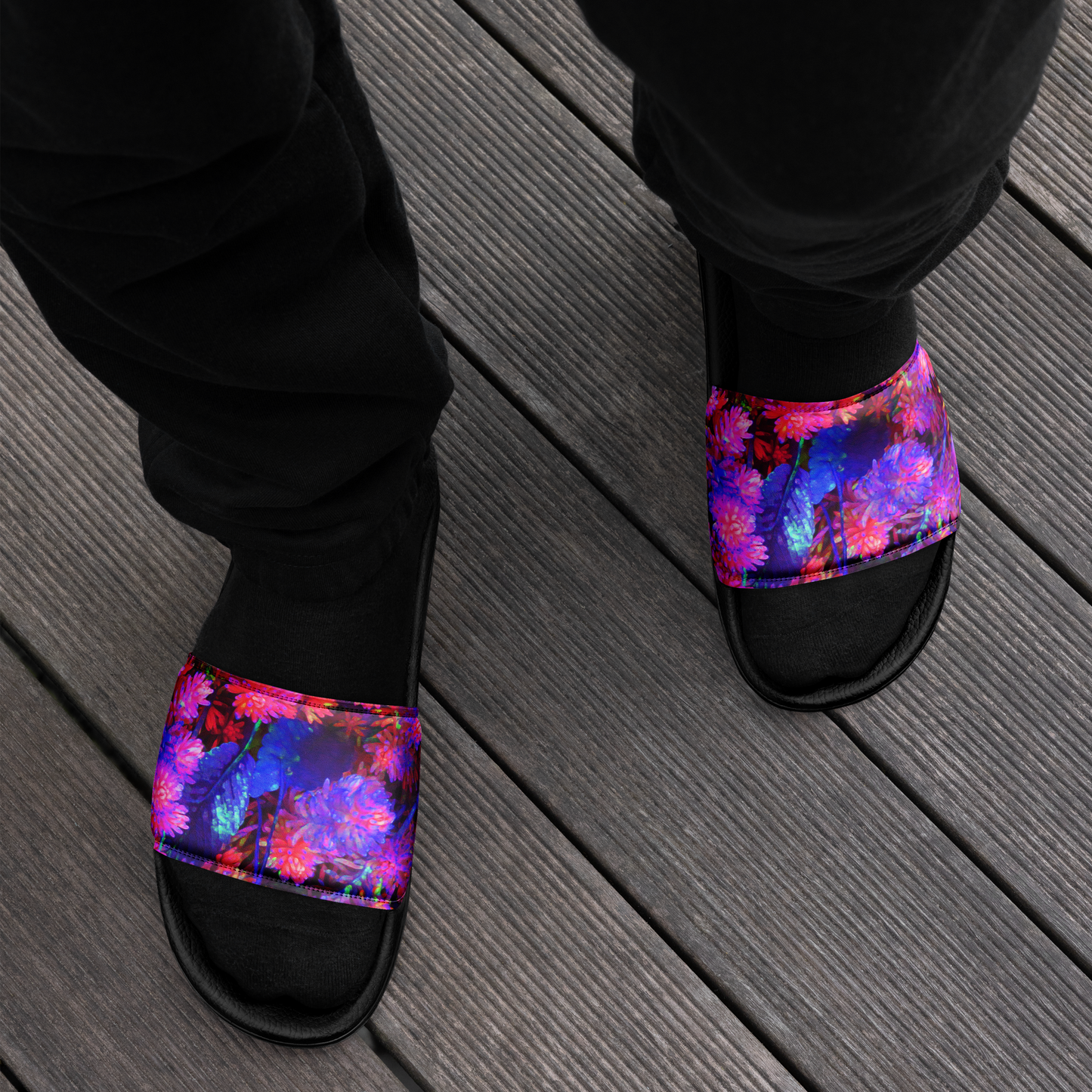 Neon Blooms Men’s Slides