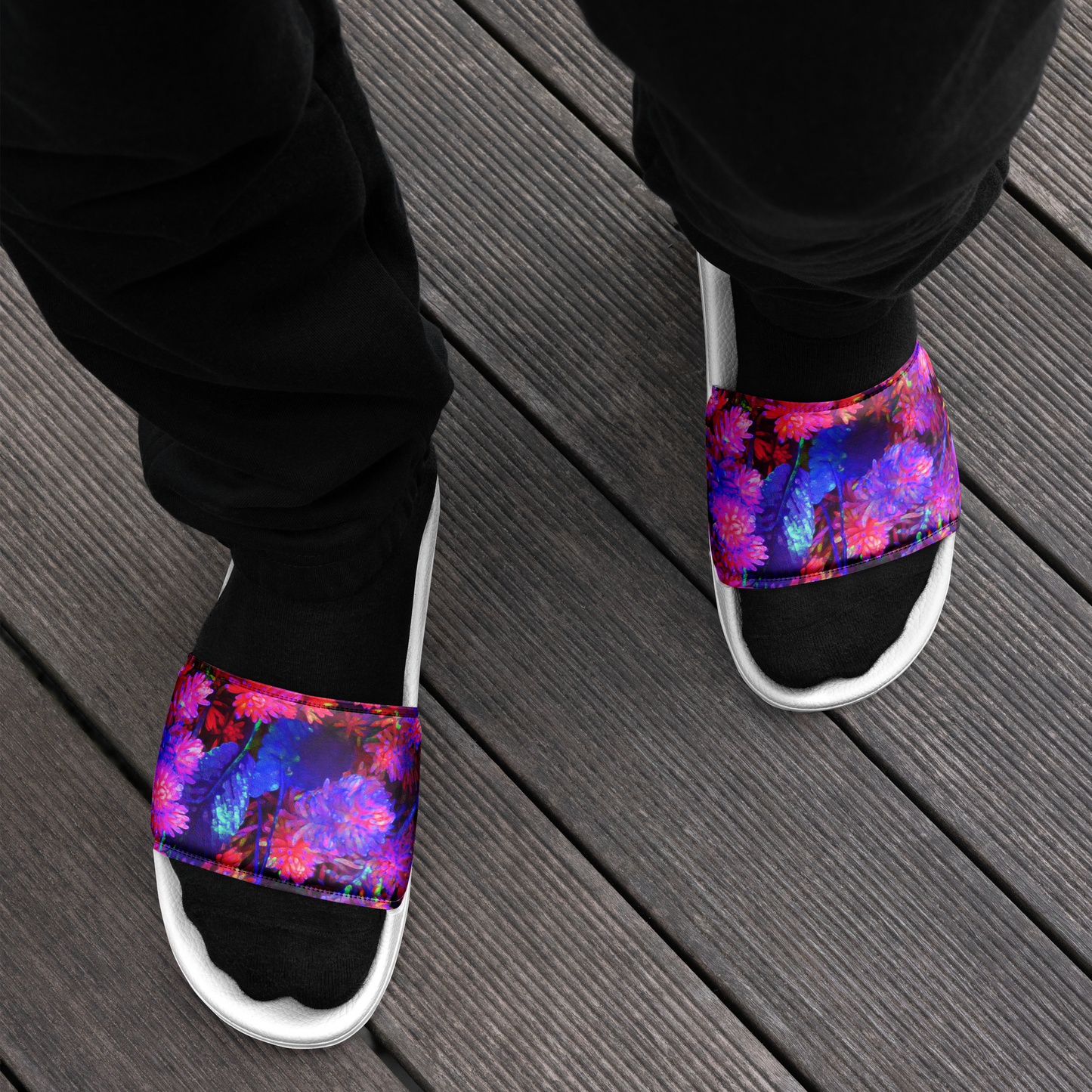 Neon Blooms Men’s Slides