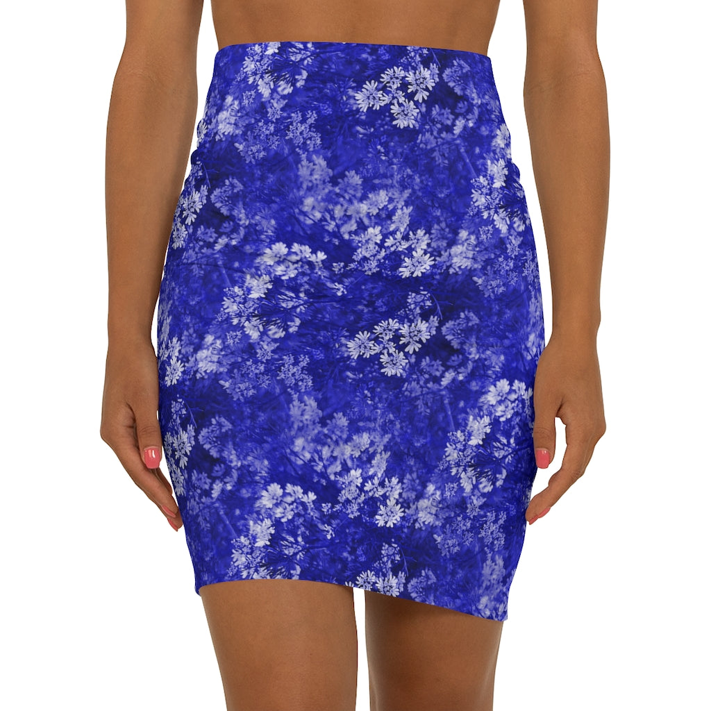 Blue Floral Women's Mini Skirt