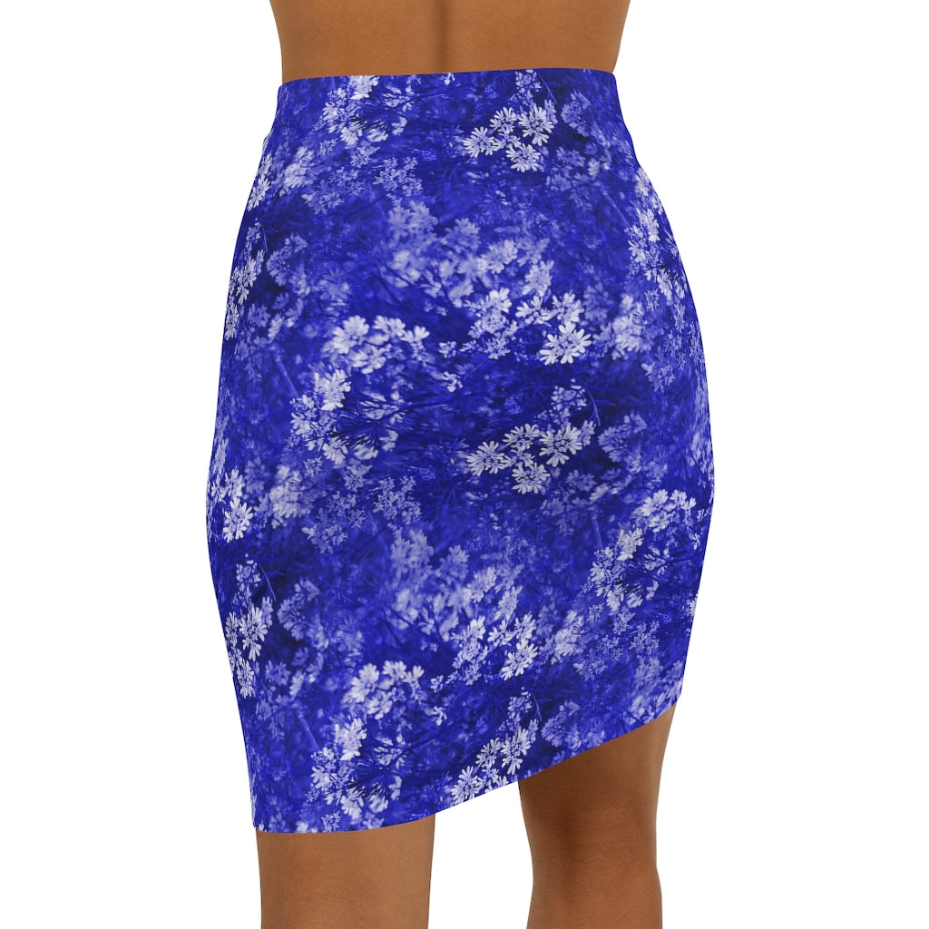 Blue Floral Women's Mini Skirt