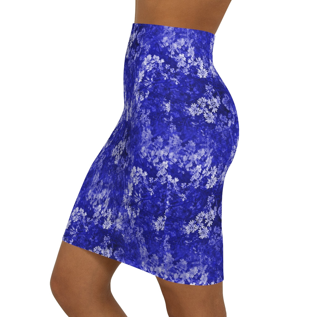 Blue Floral Women's Mini Skirt