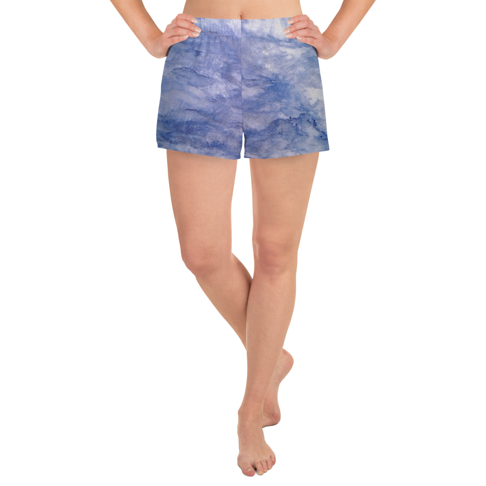 Watercolor Clouds Women's Athletic Short Shorts