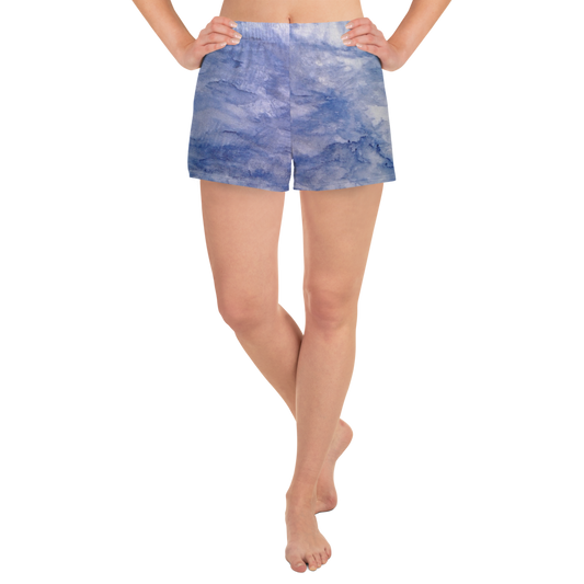 Watercolor Clouds Women's Athletic Short Shorts