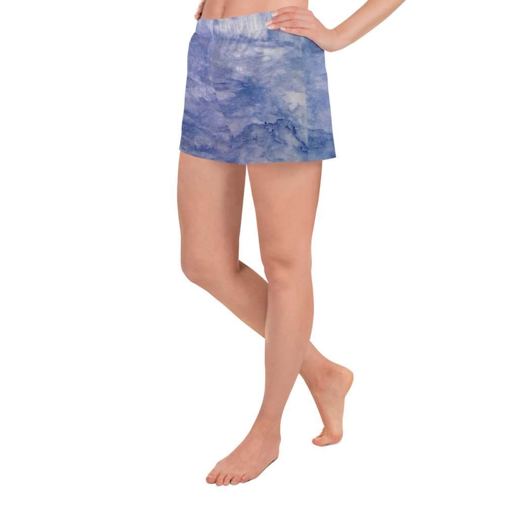 Watercolor Clouds Women's Athletic Short Shorts