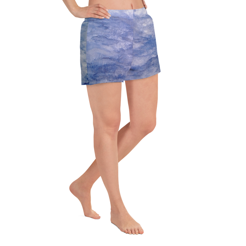 Watercolor Clouds Women's Athletic Short Shorts