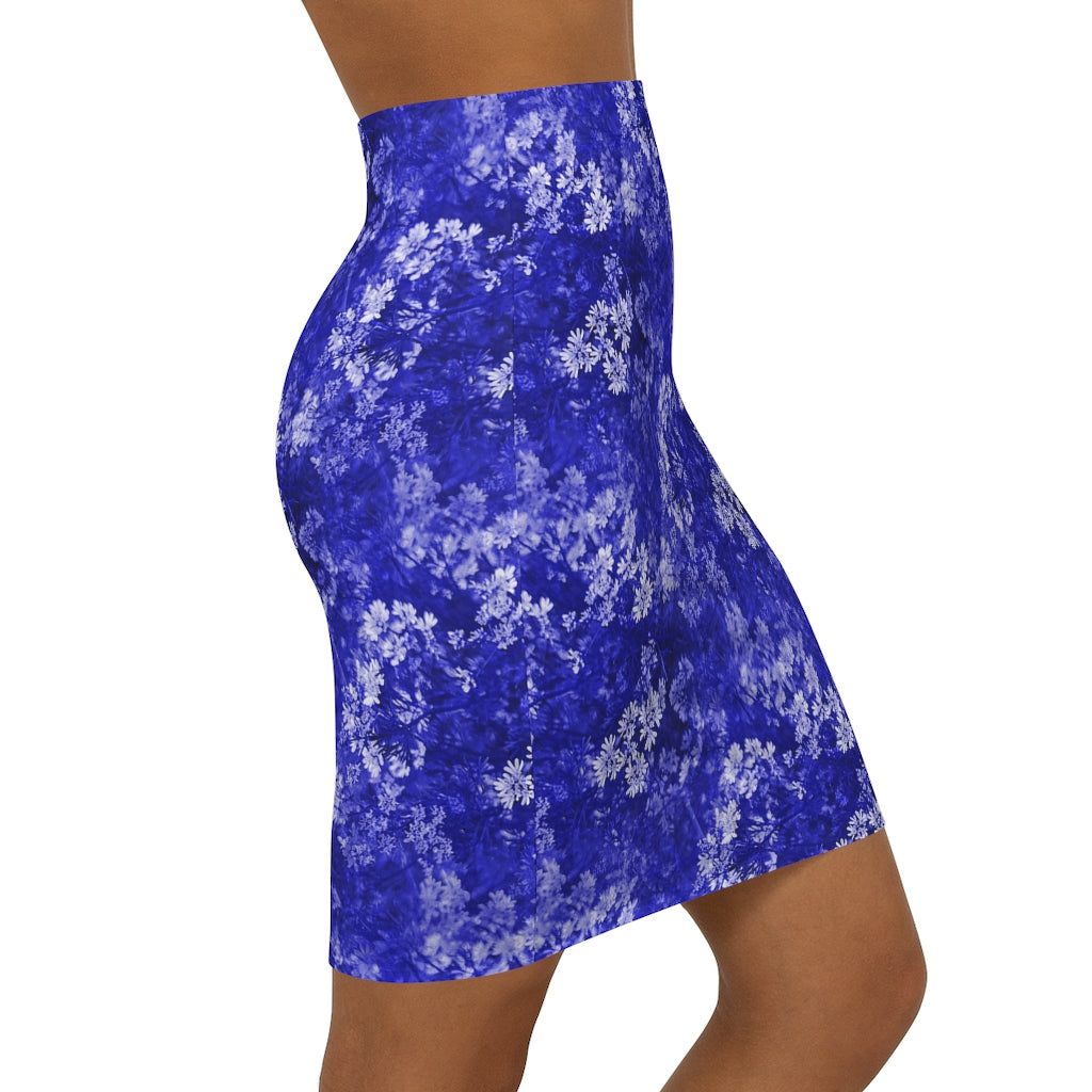 Blue Floral Women's Mini Skirt