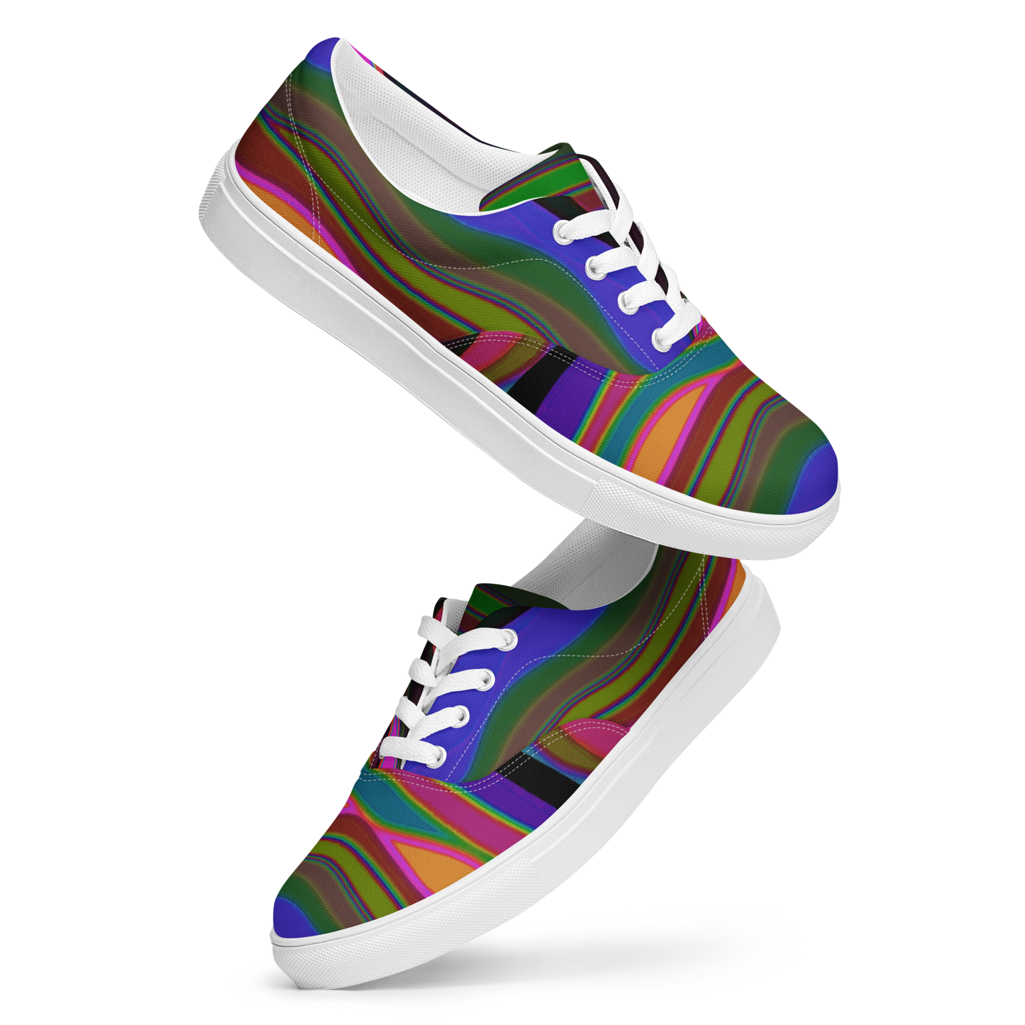 Color Waves Men's Lace-Up Canvas Shoes