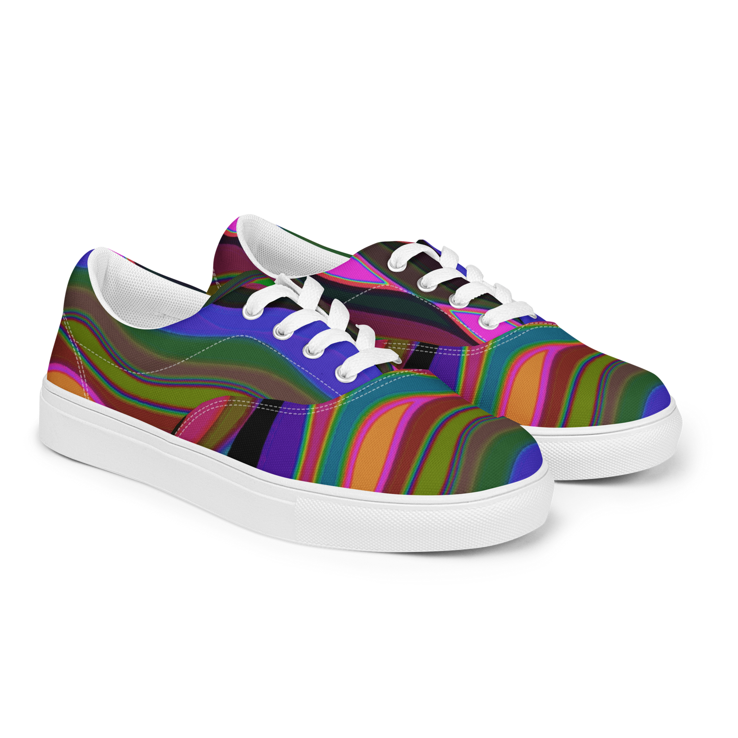 Color Waves Men's Lace-Up Canvas Shoes