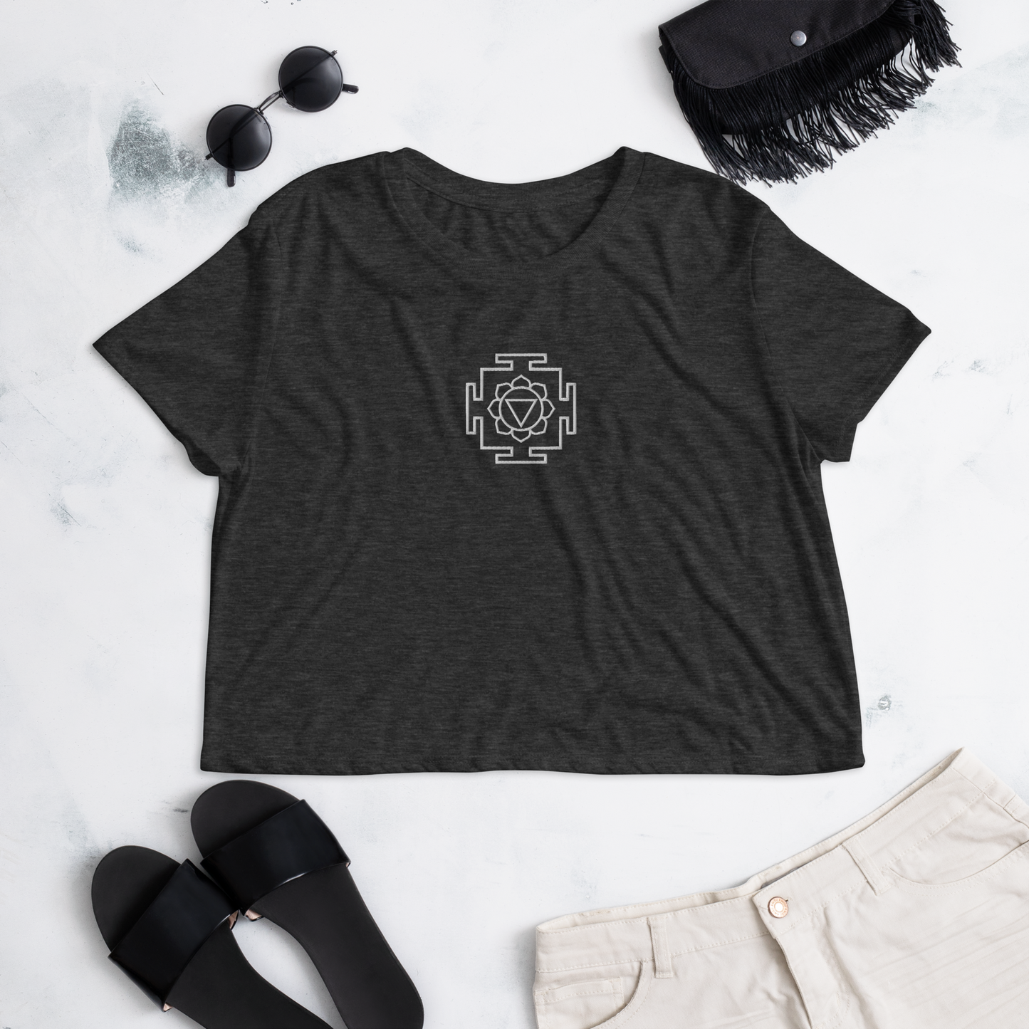 Embroidered Tara Yantra Crop Tee