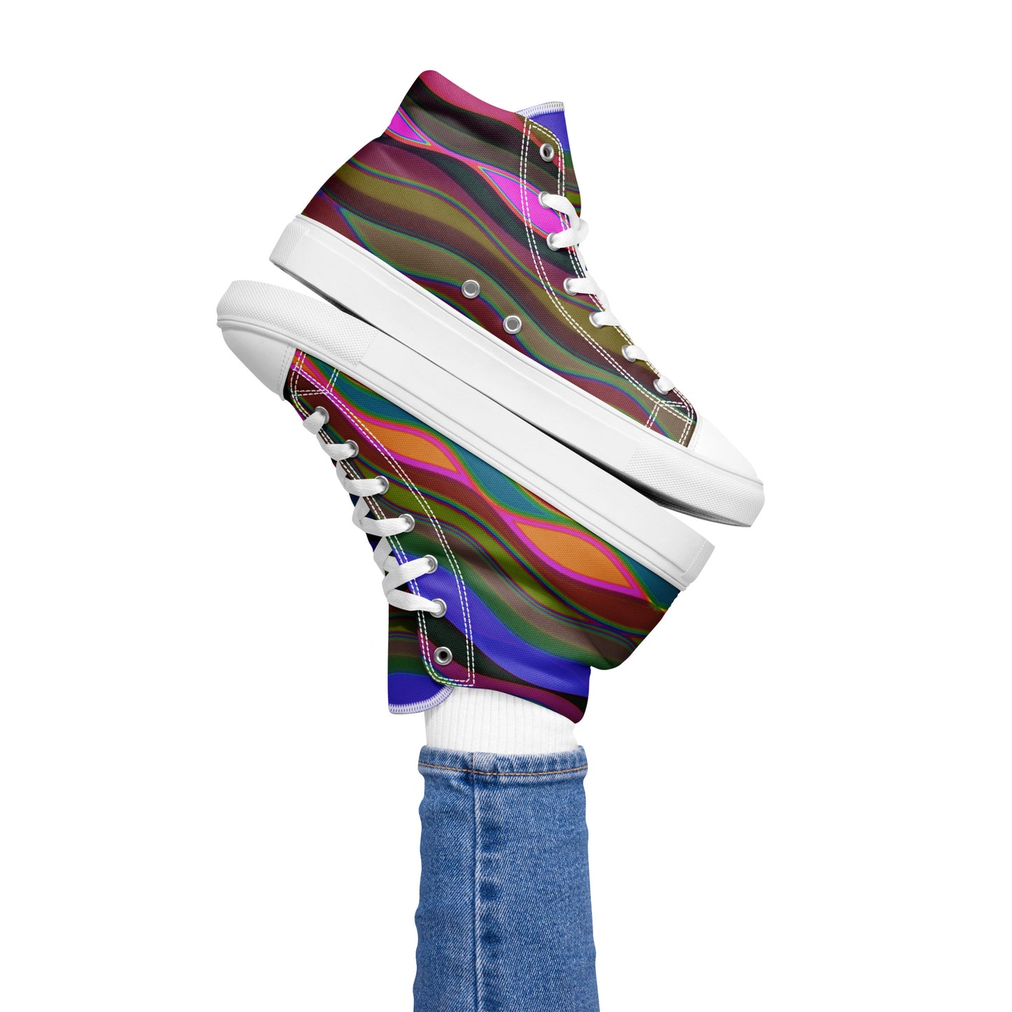 Color Waves Women’s High Top Canvas Shoes