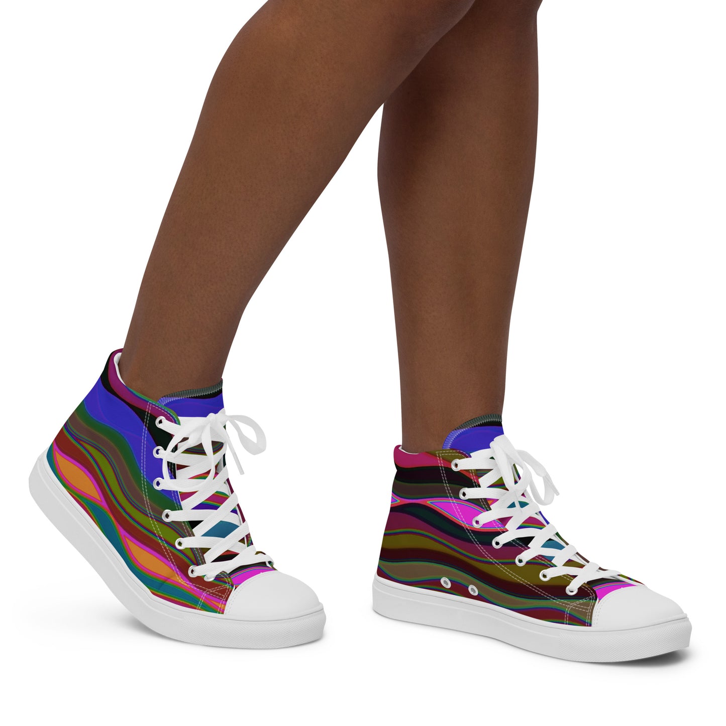 Color Waves Women’s High Top Canvas Shoes