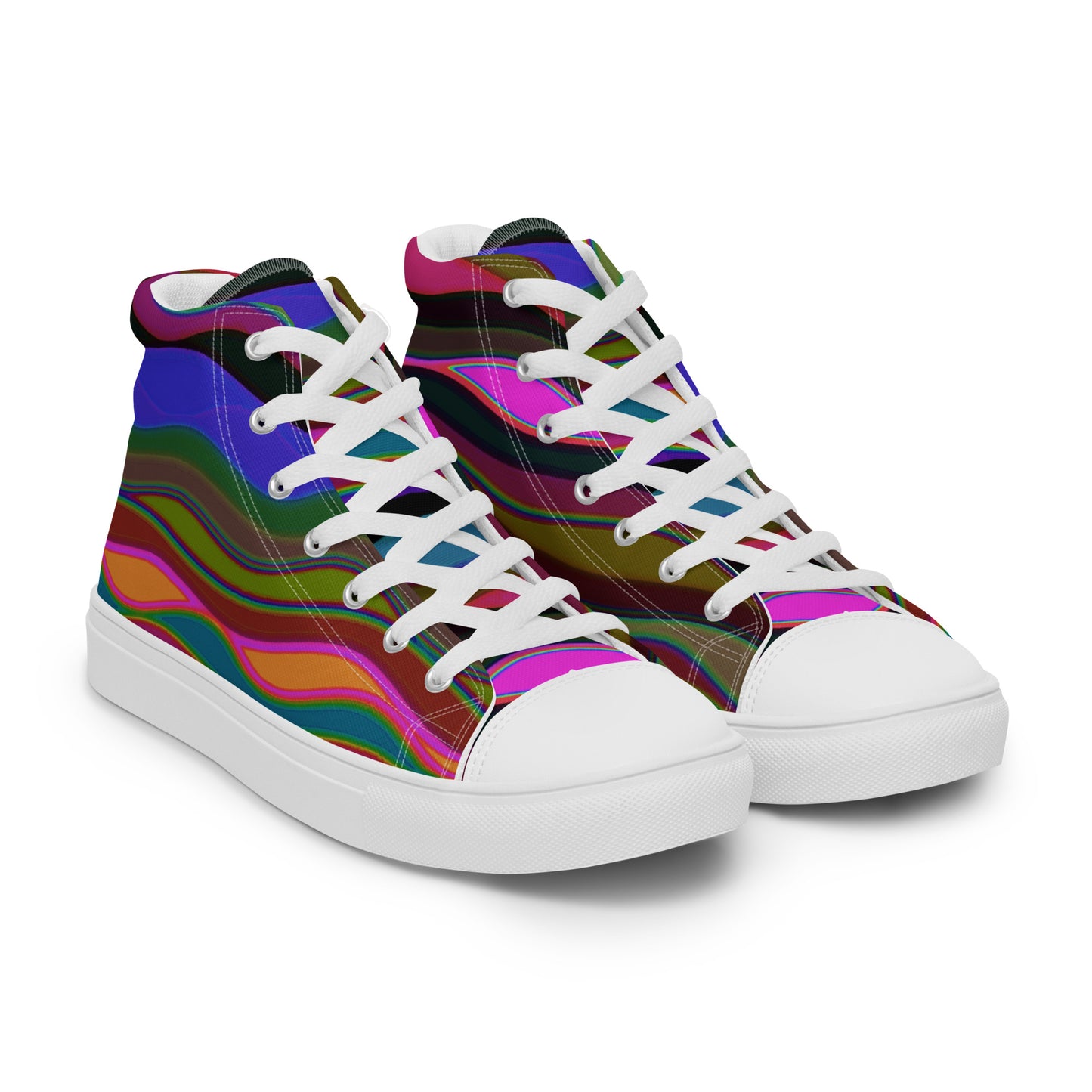 Color Waves Women’s High Top Canvas Shoes