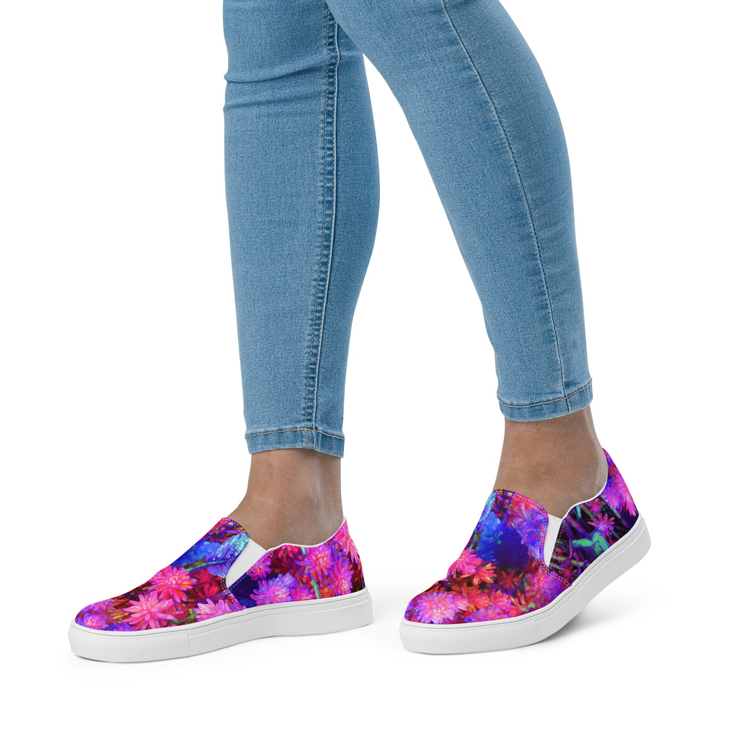 Neon Blooms Women’s Slip-On Canvas Shoes