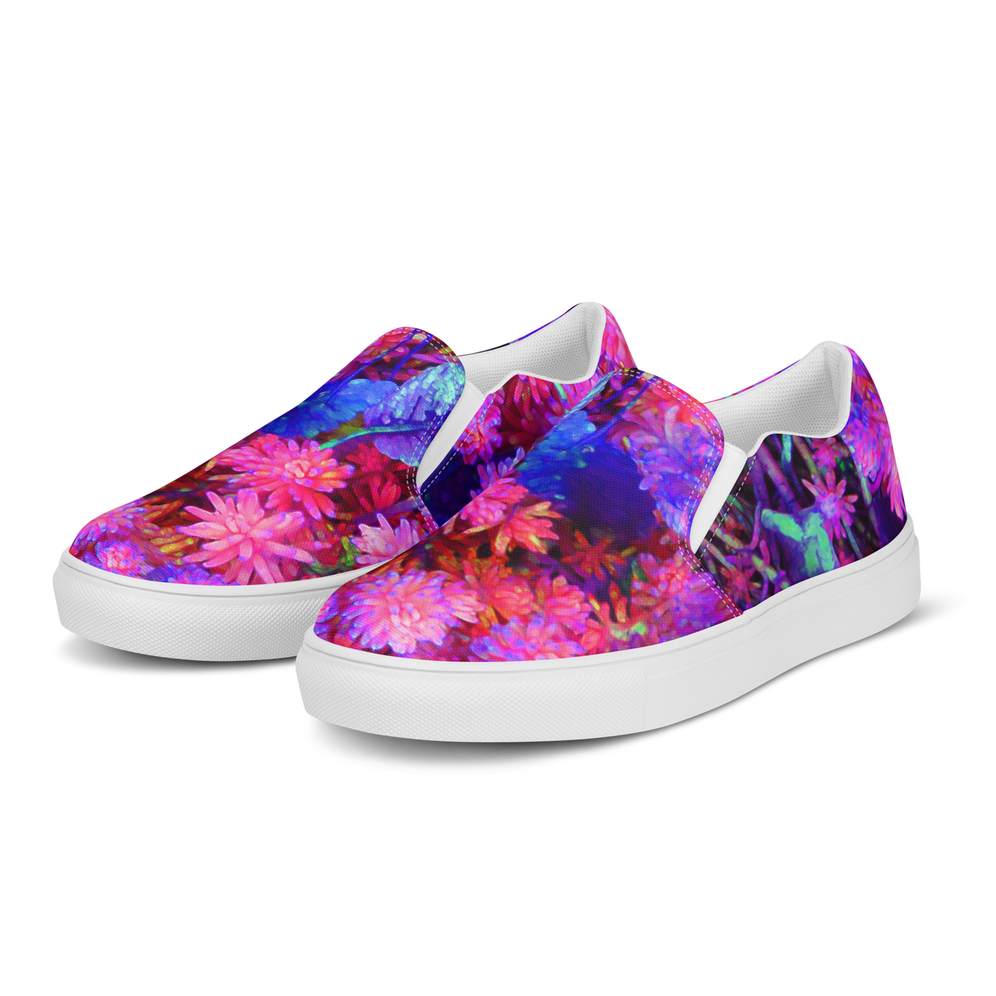 Neon Blooms Women’s Slip-On Canvas Shoes