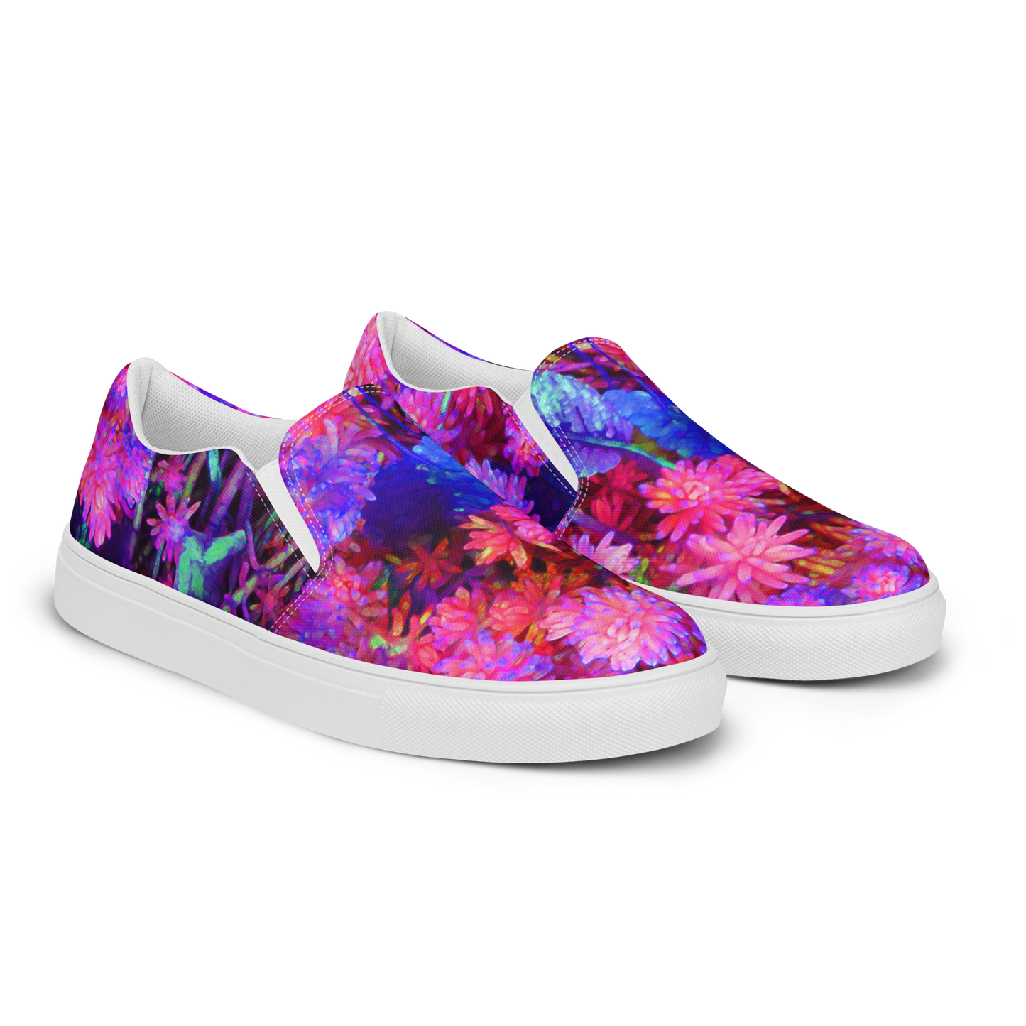 Neon Blooms Women’s Slip-On Canvas Shoes